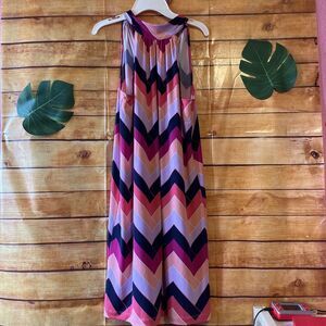 Trina Turk Pink Chevron High Neck Dress